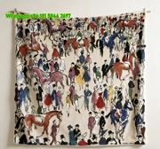Hermès Equestrian Race Scene Flannel Throw Blanket IMG_5392